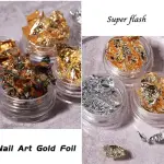 Set of 12 Nail Art Foil Fragments Metallic foil Paper Craft Paper Nail Decor Nail Art Design(Pack of 1).