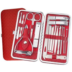 16 in 1 Manicure Pedicure Nail Tools With Leather Case Color May Vary