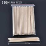 100 Pcs Orange Wood Nail Sticks Double Sided Multi Functional Cuticle Pusher Remover.