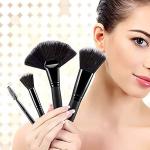Makeup Brush Set with Black Leather Case- BLACK, 24 Pieces