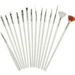 15 Pcs Cosmetic Nail Art Polish Painting Draw Pen Brush Tips Tools Set(White).
