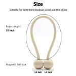 2 Pair Magnetic Curtain Tiebacks Convenient Drape Tie Backs-Pearl Decorative Rope Holdback Holder(2 pair-4 pcs)