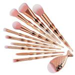 Diamond cut Handle Makeup Brush Set With Big Fish Tail For Foundation /Eyeshadow /Lips-11 Pieces