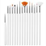 15 Pcs Cosmetic Nail Art Polish Painting Draw Pen Brush Tips Tools Set(White).