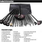 Makeup Brush Set with Black Leather Case- BLACK, 24 Pieces
