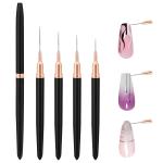 5 PCS  Metallic Nail Art Pens, Liner Brushes Set, Black Color Nail Tools(Black).