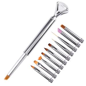 10Pcs Diamond Head Art Pen Brush Metal Replace Heads Carving Cuticle Remover Tool.