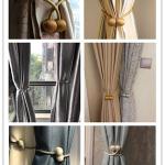 2 Pair Magnetic Curtain Tiebacks Convenient Drape Tie Backs-Pearl Decorative Rope Holdback Holder(2 pair-4 pcs)
