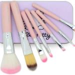 7 Piece Brush Set for Women Pieces Travel Makeup Brushes (Pink).