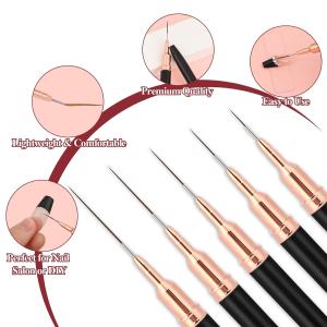 5 PCS  Metallic Nail Art Pens, Liner Brushes Set, Black Color Nail Tools(Black).