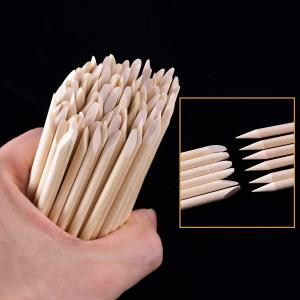 100 Pcs Orange Wood Nail Sticks Double Sided Multi Functional Cuticle Pusher Remover.