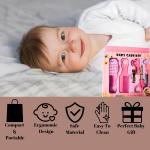 Baby Grooming Kit  Hair Brush, Comb, Nail Clipper, Scissors, and Nail Filer(6 Pieces/Unit) (Pink)
