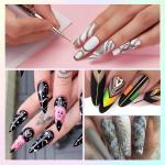 Premium Quality 5pcs Nail Art Liner Brushes, Nails Gel Polish Painting Nail Art Design Brush Pen Set.