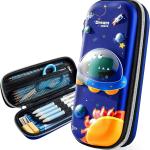 Pencil  Case for Boys 3D Cartoon Storage Pouch Pen Holder for School Kids Children's Student Stationery Box UFO Blue