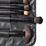 Makeup Brush Set with Black Leather Case- BLACK, 24 Pieces