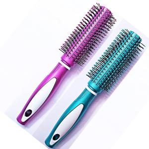 2 Pcs Professional Round Hair Brush With Rubber Grip Handle For Men & Women