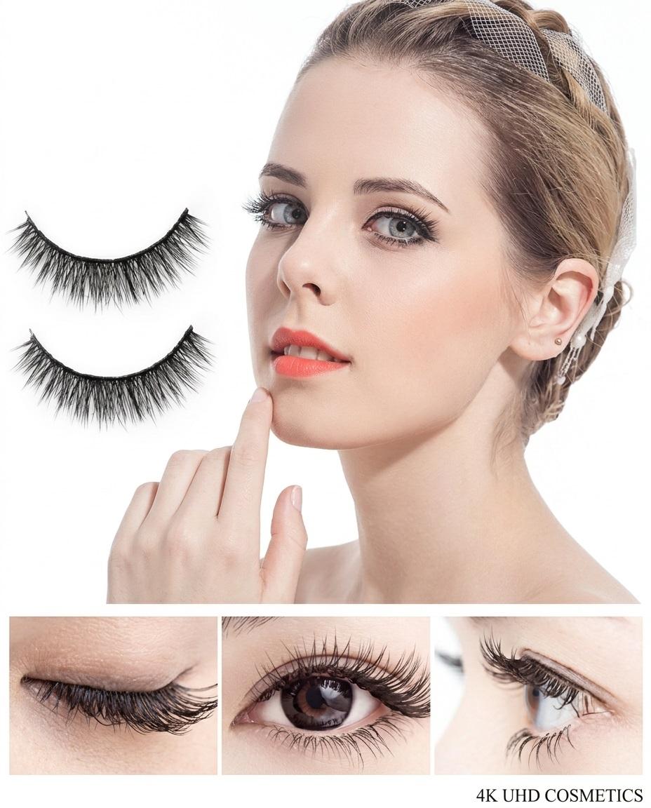 Handmade 3D Eyelashes NATURAL PAIR OF Eyelashes (Pack 10 Pairs of 1 Box)