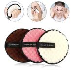 Makeup Remover Sponge Reusable Rounds Soft Facial Cleaning Puffs(Multicolor) 3 Piece