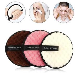 Makeup Remover Sponge Reusable Rounds Soft Facial Cleaning Puffs(Multicolor) 3 Piece