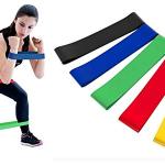 Loop Bands for Fitness, Yoga, Pilates, Legs, Waist, Shoulders, HIPS and Strength Training - Set of 5