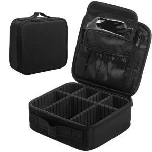 Makeup Bag Organiser Large Waterproof Professional Toiletry Travel Pouch (Black) Pack of 1