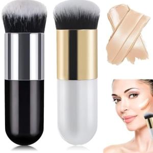 2 Pcs Liquid Foundation Brush Set, black Gold and White Golden , Face Makeup Brush