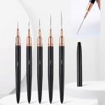 5Pcs Nails Art Brush Nails Art Liner Brush Practical Nails Brush(Black).