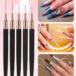 5Pcs Nails Art Brush Nails Art Liner Brush Practical Nails Brush(Black).
