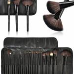 24 Piece Makeup Brush Set with PU Leather Case (Black)