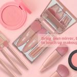 Mini Makeup Brushes Set with Mirror 5 Pcs Brushes Kit Case (Multicolour).