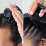 Scalp Massager Shampoo Brush |Natural Stone for Face Neck Healing Skin.(Black).1 Piece.