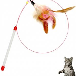 Cat Teaser Playing Stick Wooden Cat Wand Toy 1 Pcs