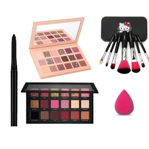 18 color and  18 eyeshadow, black brush, 1pcs Blunder puff and 1 Kajal ( Set of 5).