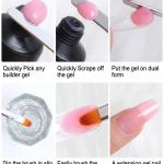 Stainless Steel Picker Dual-Ended Nail Spatula Brush Poly Builder Gel Tool Builder Gel Nail Brush (Black)