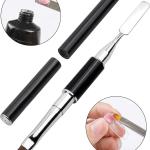 Stainless Steel Picker Dual-Ended Nail Spatula Brush Poly Builder Gel Tool Builder Gel Nail Brush (Black)