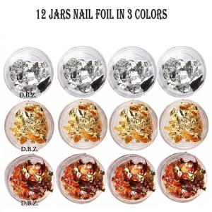 Professional 12 Box Gold Silver Copper Foil Tinfoil Paillette Chip Foil Nail Glitter(Pack of 1).