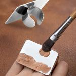 Stainless Steel, Mini Mixing Tray with Finger Ring, Makeup Paint Palette ( 1 Piece).
