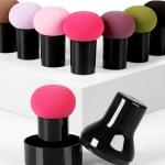 Foundation Blending Powder Makeup Sponge Mushroom Puff Beauty Blender With Handle(Black)