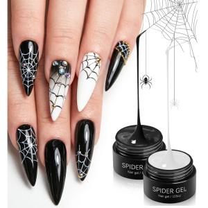 Gel for Nail Art Elastic Painted Nail Gel Polish for Pulling Drawing Line Nail Decoration Spider Nail Set (White)