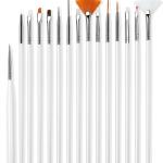 15 Pcs Cosmetic Nail Art Polish Painting Draw Pen Brush Tips Tools Set(White).