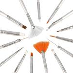 15 Pcs Cosmetic Nail Art Polish Painting Draw Pen Brush Tips Tools Set(White).