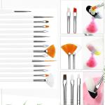 15 Pcs Cosmetic Nail Art Polish Painting Draw Pen Brush Tips Tools Set(White).