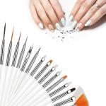 15 Pcs Cosmetic Nail Art Polish Painting Draw Pen Brush Tips Tools Set(White).