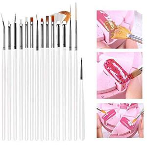 15 Pcs Cosmetic Nail Art Polish Painting Draw Pen Brush Tips Tools Set(White).