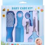 6 In 1 Baby Grooming Kit Hair Brush, Comb, Nail Care Tools, BPA-Free, Blue (Blue).