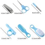6 In 1 Baby Grooming Kit Hair Brush, Comb, Nail Care Tools, BPA-Free, Blue (Blue).