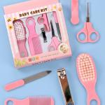 6 In 1 Baby Grooming Kit Hair Brush, Comb, Nail Care Tools, BPA-Free, Blue (Blue).