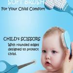 6 In 1 Baby Grooming Kit Hair Brush, Comb, Nail Care Tools, BPA-Free, Blue (Blue).