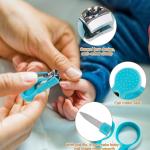 6 In 1 Baby Grooming Kit Hair Brush, Comb, Nail Care Tools, BPA-Free, Blue (Blue).