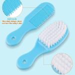 6 In 1 Baby Grooming Kit Hair Brush, Comb, Nail Care Tools, BPA-Free, Blue (Blue).